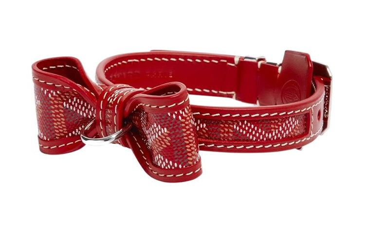 GOYARD OSCAR Goyardine Canvas With Clamecy Cow Leather Dog's Teeth Collar Bag Accessory Unisex Red