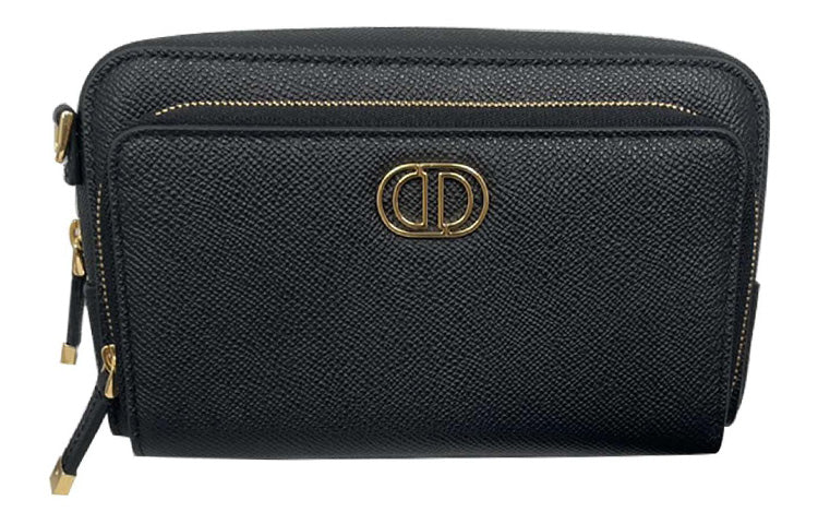 DIOR 30 Montaigne Cow Leather Camera Bag Handheld Shoulder Bag Crossbody Bag Small Size Unisex Black