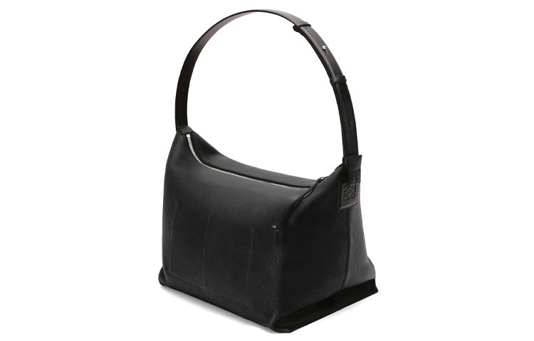 LOEWE Cubi Grain Cow Leather Lunch Box Bag Clutch Shoulder Bag Men's Black