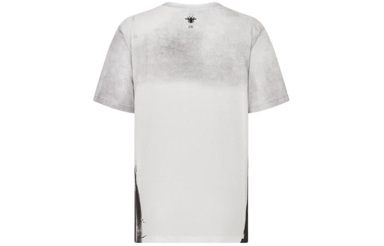 DIOR Paris Eiffel Tower Print Crew Neck Short-Sleeved T-Shirt Women's White