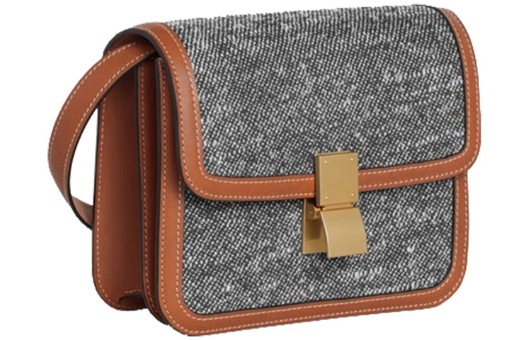 CELINE Fabric And Cow Leather Handbag, Square Bag, Shoulder Bag, Crossbody Bag Women's Marine Blue/Tawny