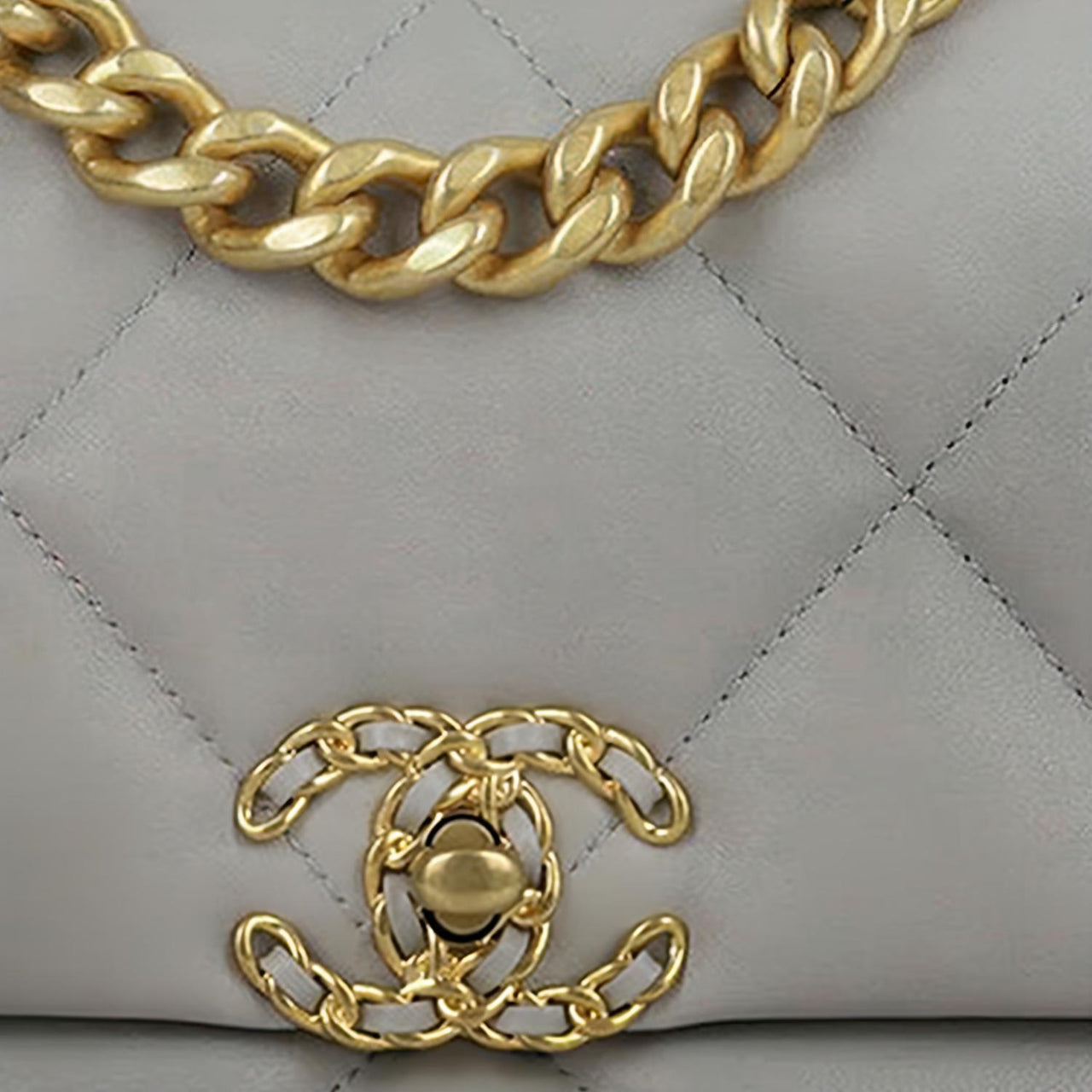 CHANEL 19Bag Lambskin With Metal Crossbody Bag Shoulder Bag Small Size Women's Dark Gray