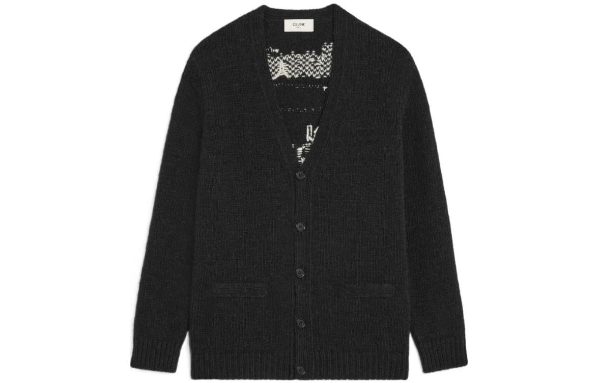 CELINE FW23 Knitted Fabric Cardigan Men's Black