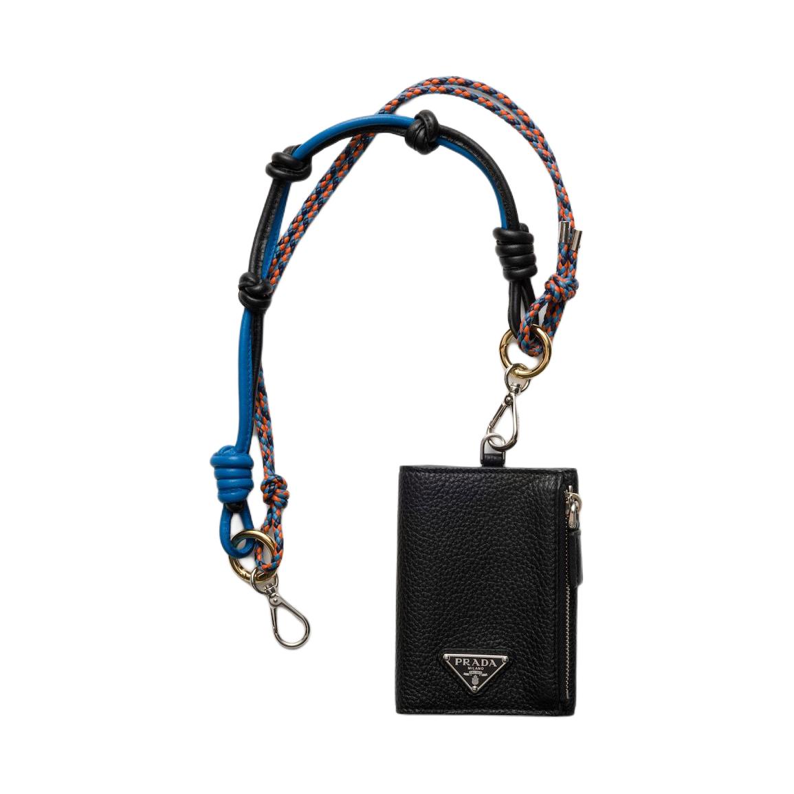 PRADA Cow Leather Card Holder Women's Black