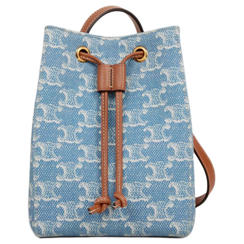 CELINE Fabric Bucket Bags Crossbody Bag, Shoulder Bag Mini Women's Blue