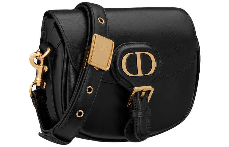 DIOR Cow Leather Shoulder Bag Crossbody Bag Small Size Women's Black