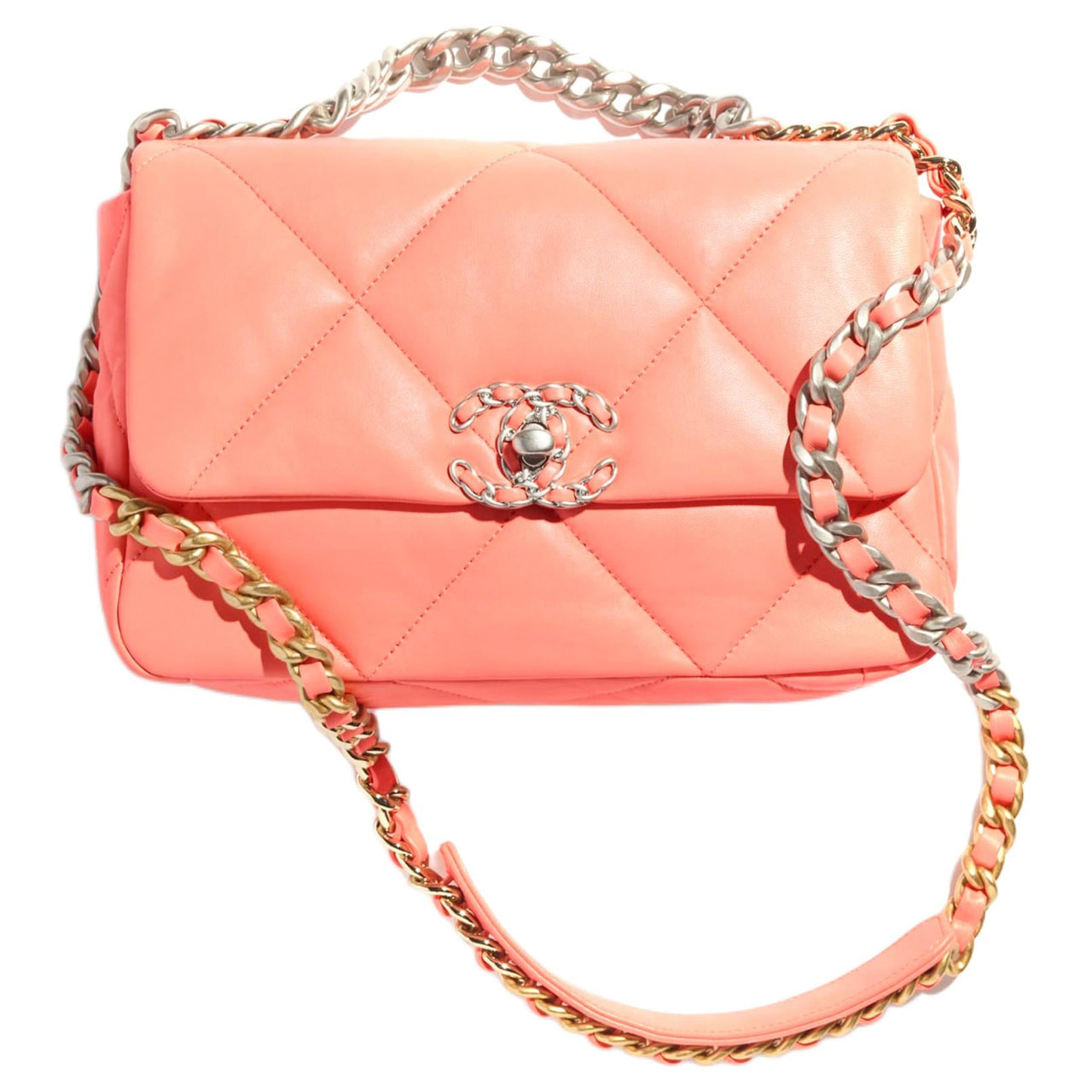 CHANEL 19Bag Lambskin Handbag Shoulder Bag Crossbody Bag Regular Women's Light Orange