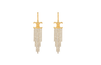 CELINE Triomphe Fringe Earrings In Brass With Gold Finish And Strass