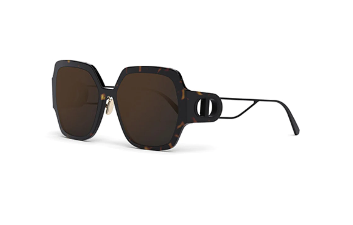 DIOR Acetate Metal Irregular Shape Sunglasses Women's Tortoiseshell