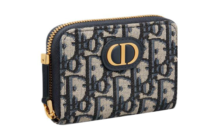 DIOR 30 Montaigne Fabric Coin Purse Card Holder, Wallet Trumpets Women's Blue
