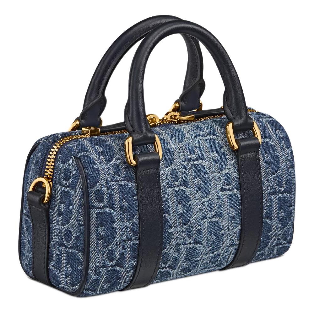 DIOR Oblique Jacquard Fabric Shoulder Bag Crossbody Bag Handbag Mini Women's Blue