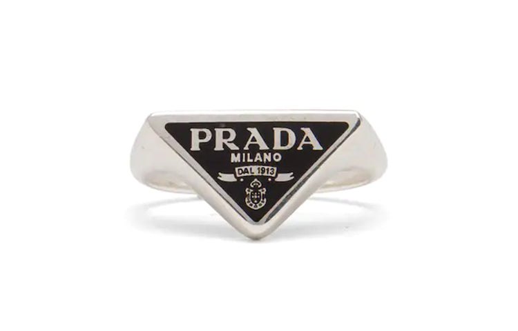 PRADA Enamel Rings Unisex Silver