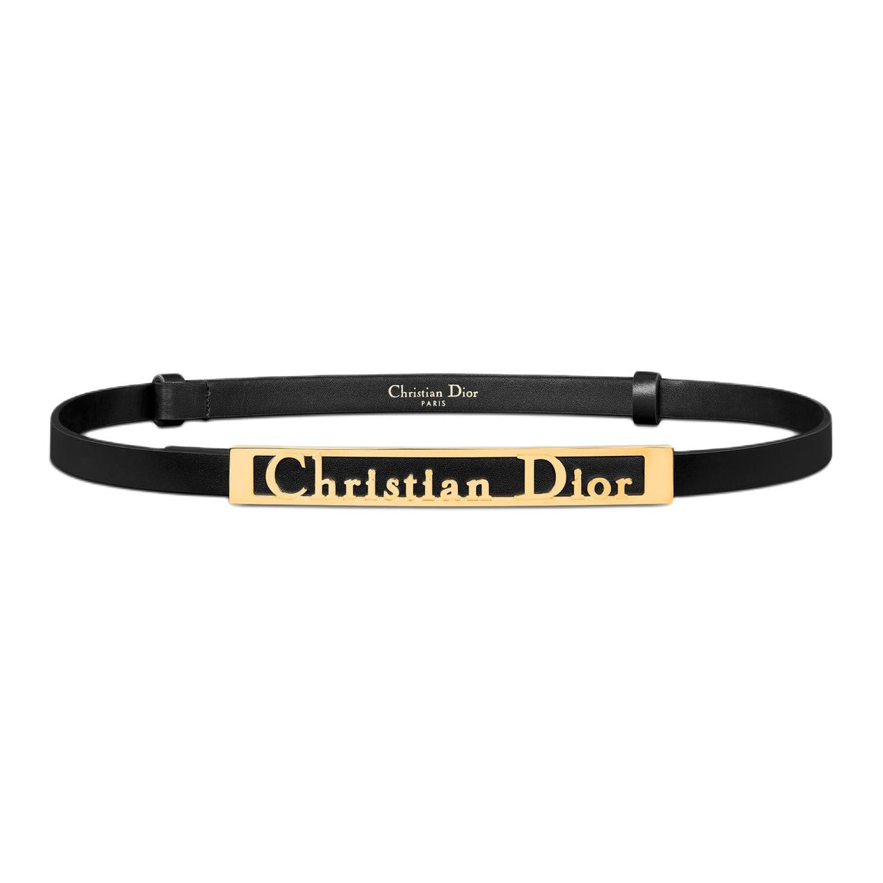DIOR Calfskin Leather Belts Women's Black Width 1.2CM