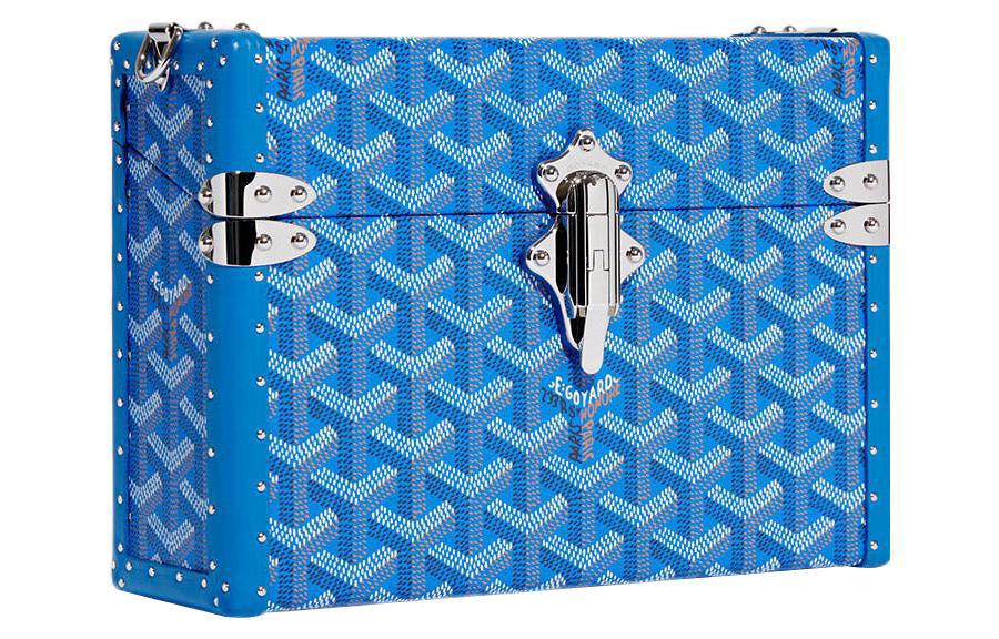GOYARD Cassette Canvas With Leather Trim TRUNK Hard Case With Crossbody Bag Unisex Blue