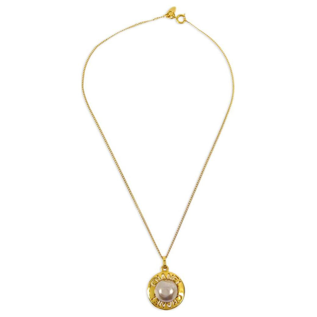 CHANEL 1990 2000s Logo pendant Chain Necklace