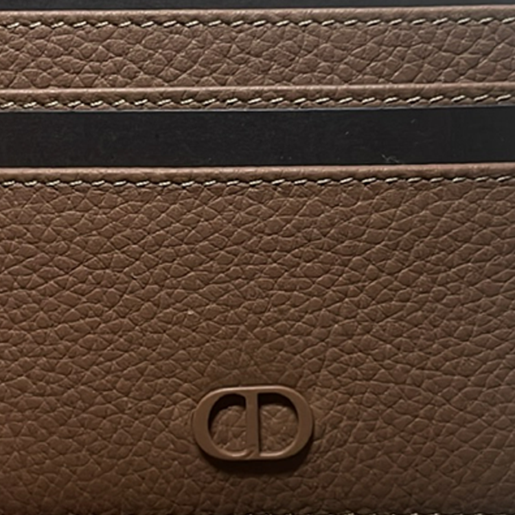 DIOR Grained Cow Leather Card Holder Men's Brown