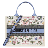 DIOR BookTote Cotton Tote Bag Shopping Bag Handbag Medium Size Women's White
