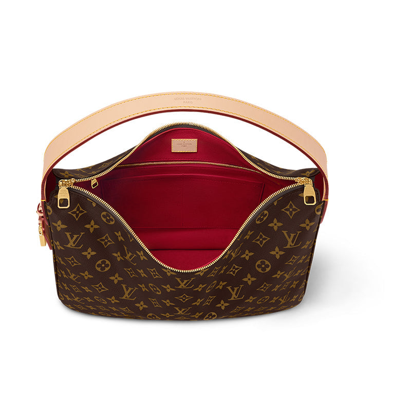 LOUIS VUITTON Coated Canvas Handbag Shoulder Bag Medium Size Women's Brown