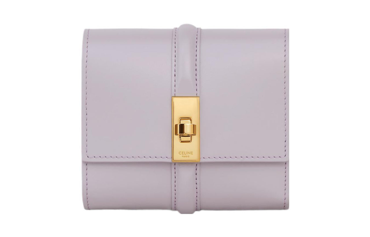 CELINE Calfskin Wallet Small Size Women's Light Purple Lilac