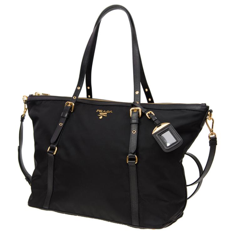 PRADA Canvas Canvas Bag One Shoulder Handbag Women's Black