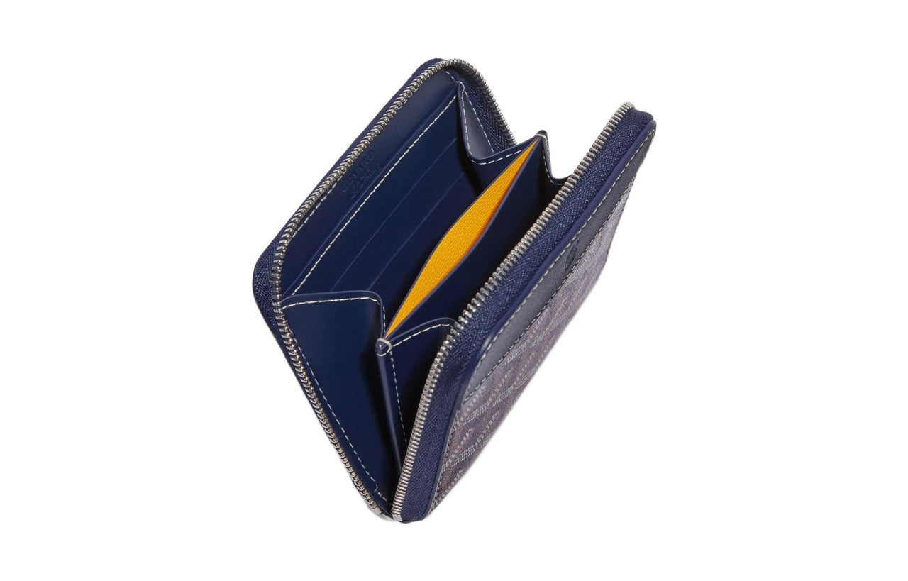 GOYARD MATIGNON Canvas With Leather Wallet Small Size Unisex Marine Blue