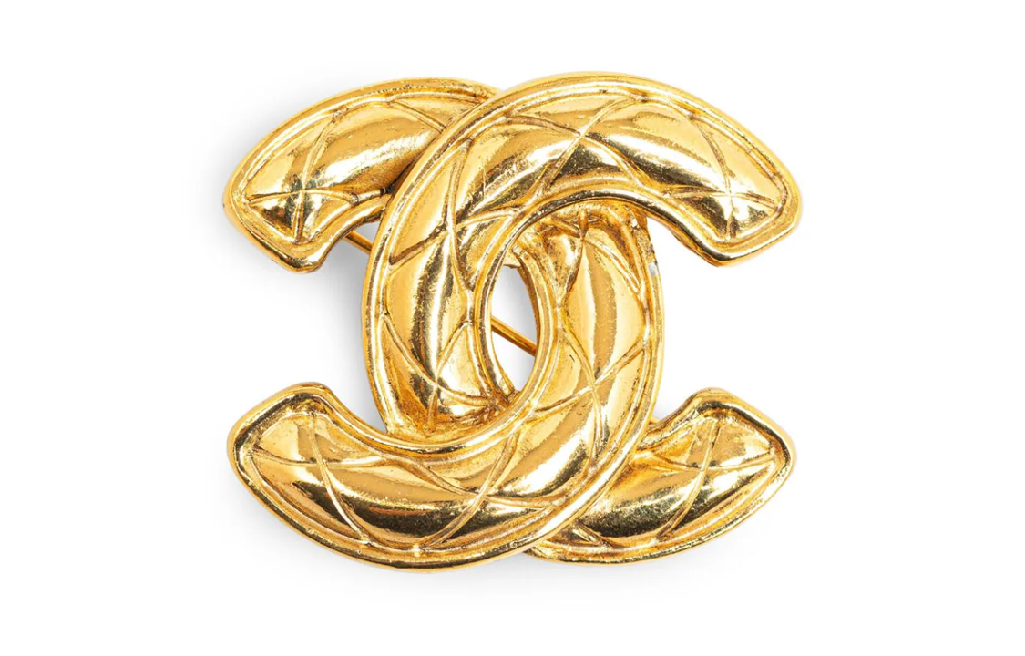 CHANEL 1990s Cc Matelassé Brooch