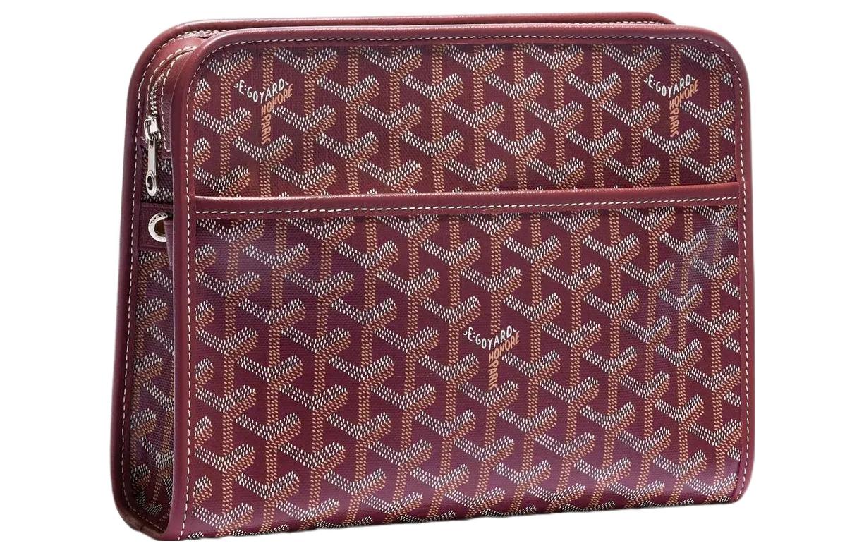 GOYARD JOUVENCE Canvas With Leather Travel Storage Bags Handheld Toiletry Bags Medium Size Unisex Burgundy