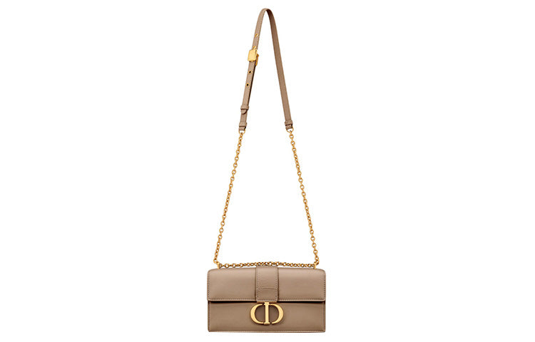 DIOR 30 Montaigne Calfskin Handheld Shoulder Bag Crossbody Bag Small Size Women's Hazelnut Brown