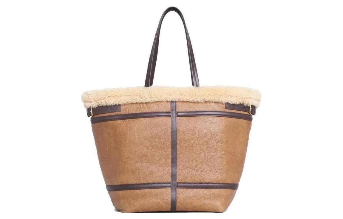 CELINE Cabas Wool Tote Bag Shopping Bag Handbag Large Size Women's Brown