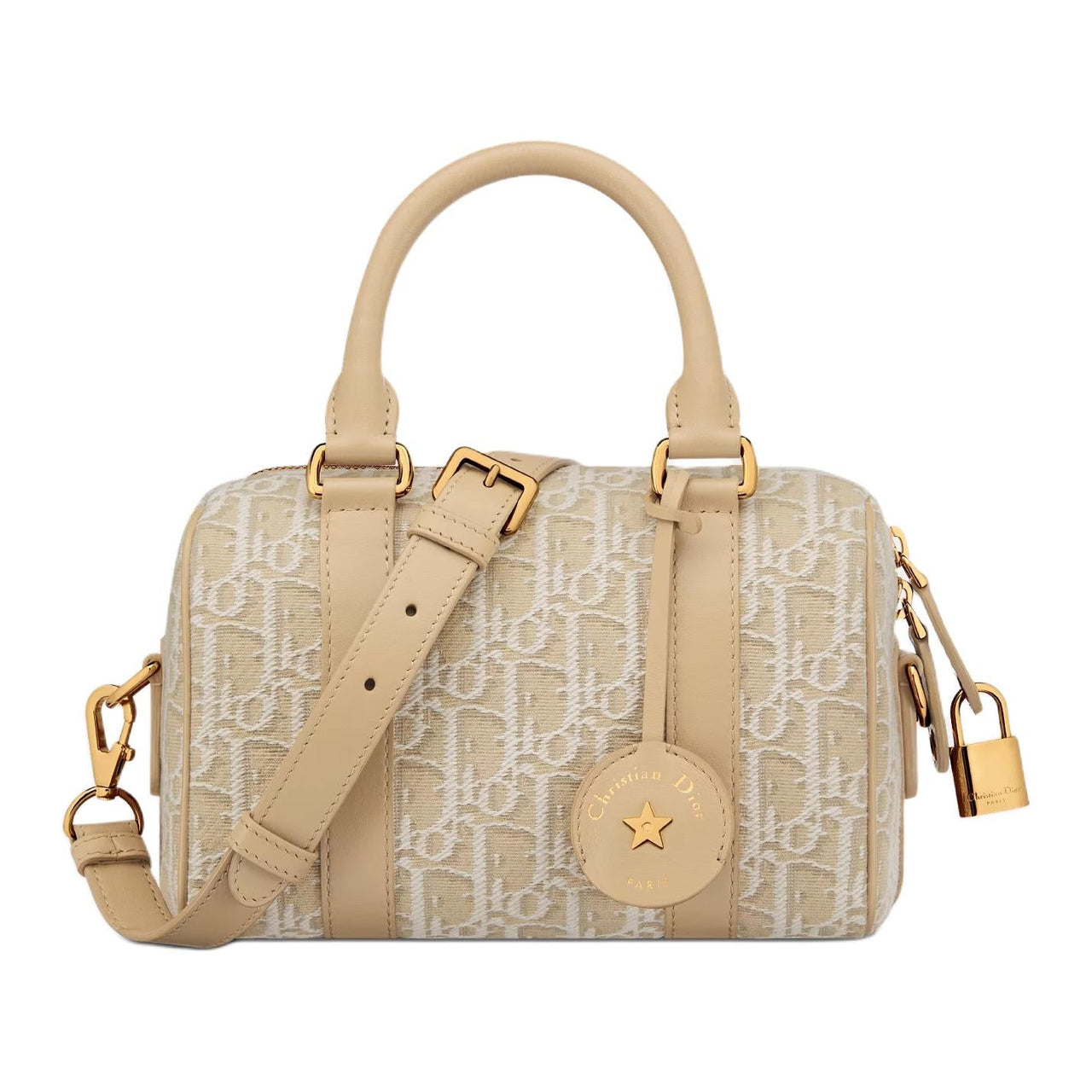 DIOR Groove Cotton Shoulder Bag Crossbody Bag Handbag Women's Natural