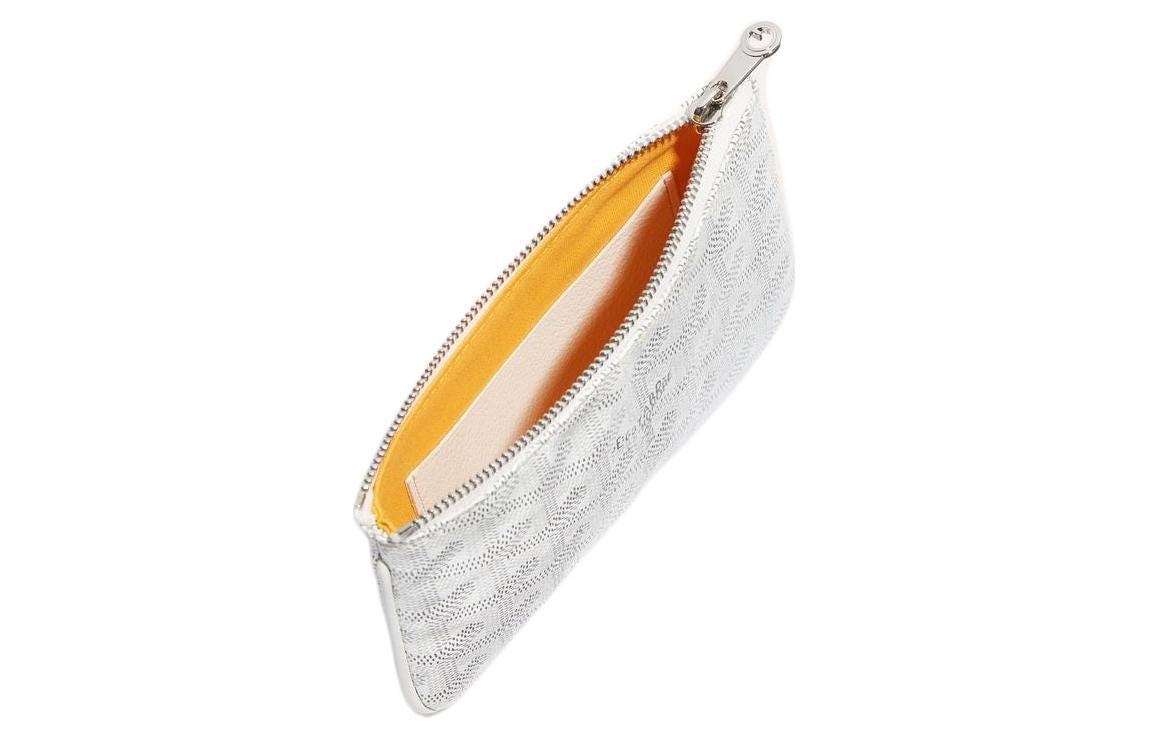 GOYARD SENAT Canvas With Calfskin Wallet Card Holder Clutch Mini Unisex White