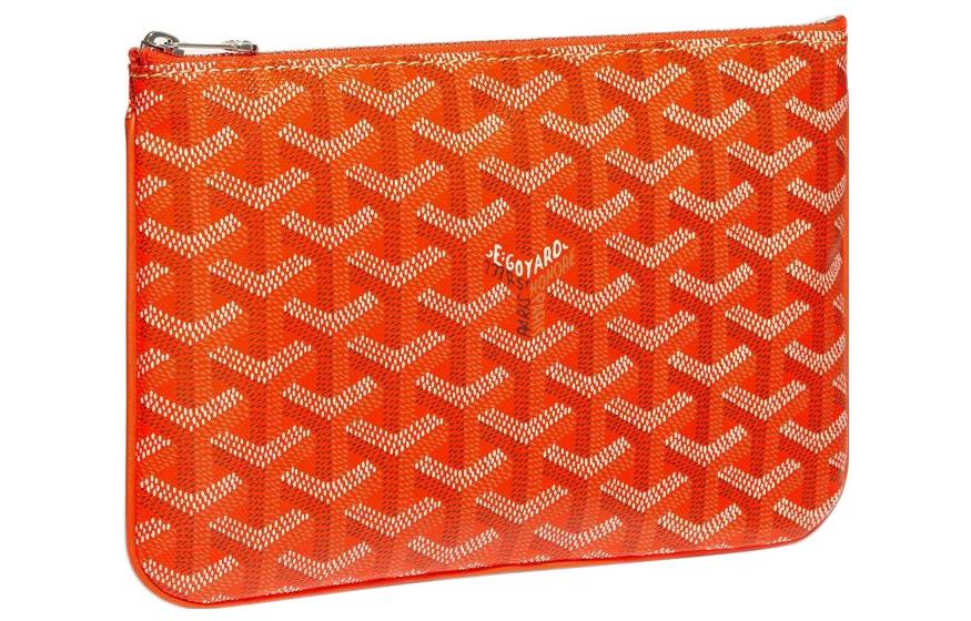 GOYARD SENAT Canvas With Leather Toiletry Bags Storage Bags Clutches Small Size Unisex Orange