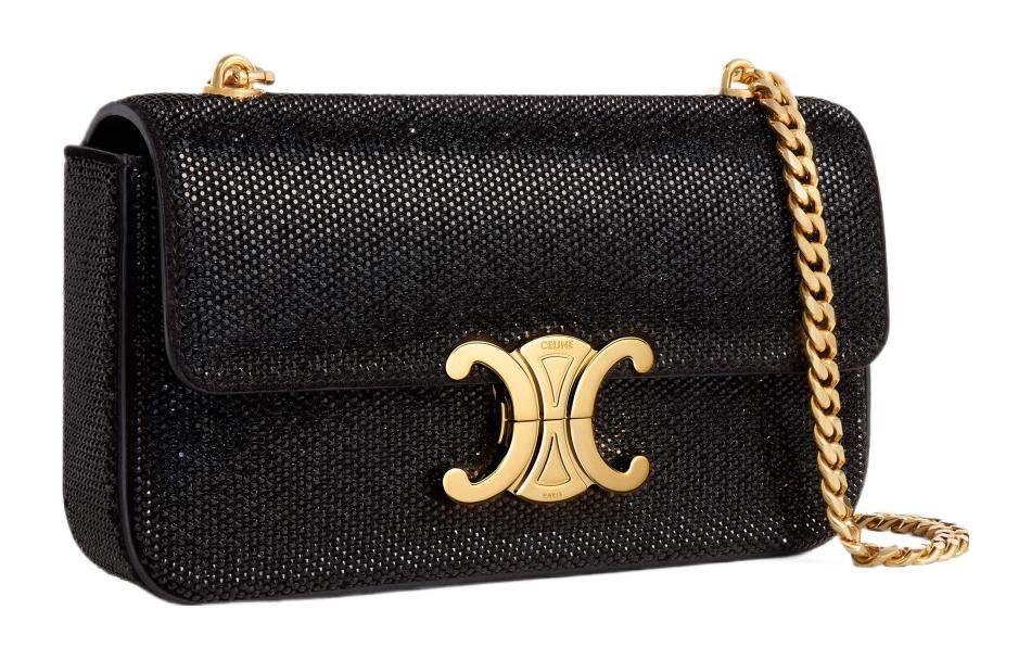 CELINE CHAIN SHOULDER BAG CLAUDE In SUEDE CALFSKIN WITH STRASS