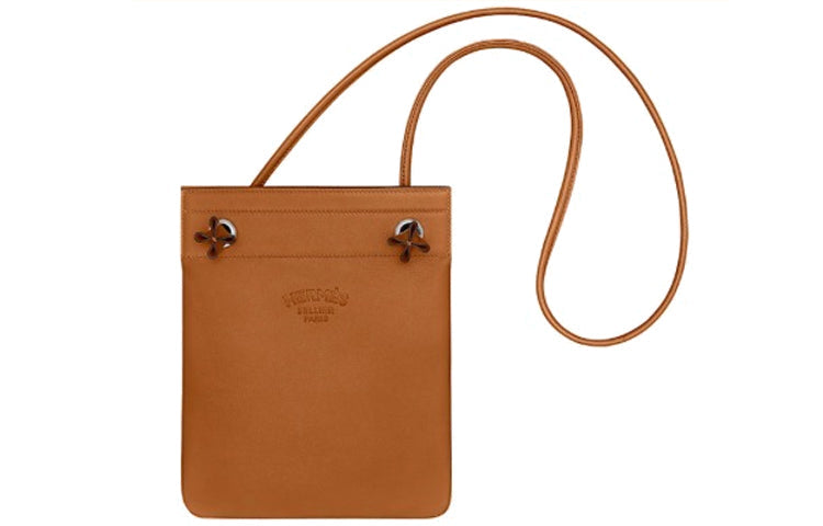 HERMES Aline Cheri Calfskin Shoulder Bag, Crossbody Bag Mini Unisex Gold Brown