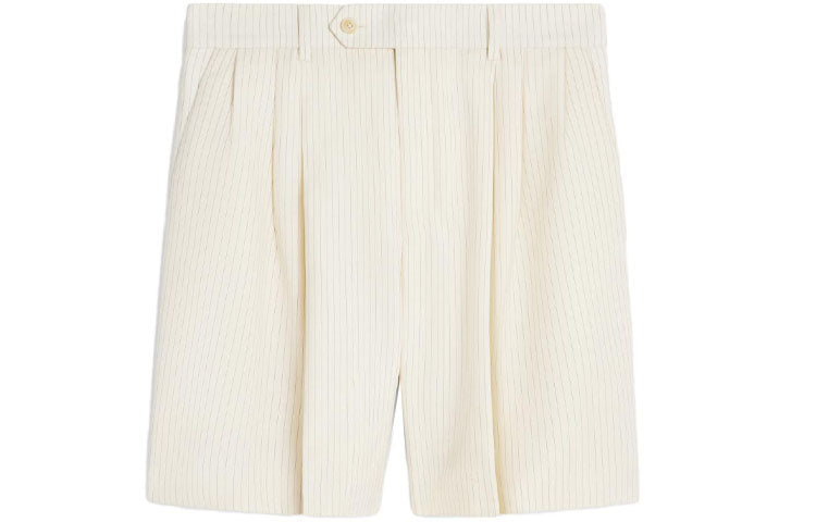 CELINE Triple pleated Masculin Shorts In Striped Wool