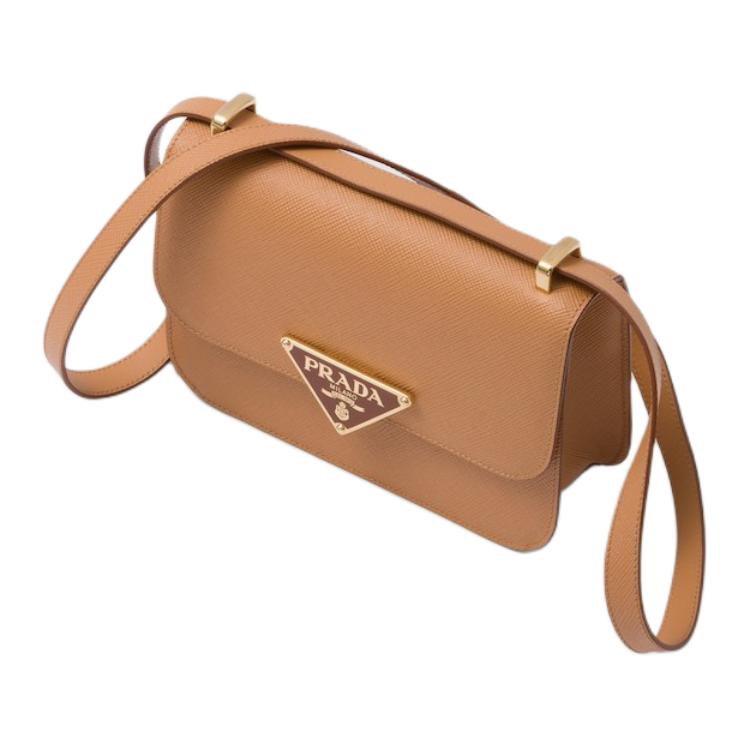 PRADA Calfskin Shoulder Bag Women's Natural