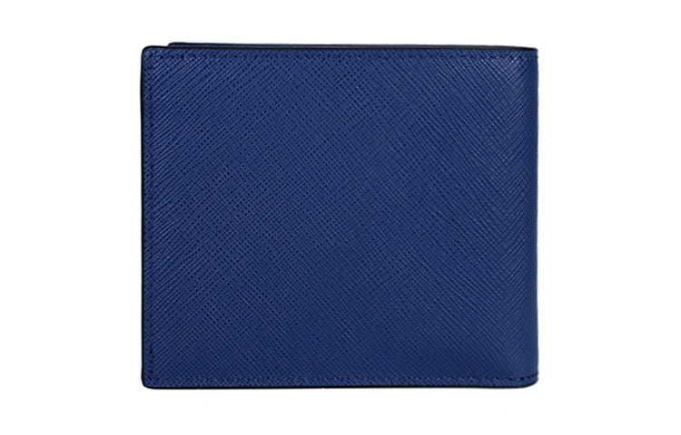 PRADA Cow Leather Card Holder, Wallet Trumpets Men's Blue