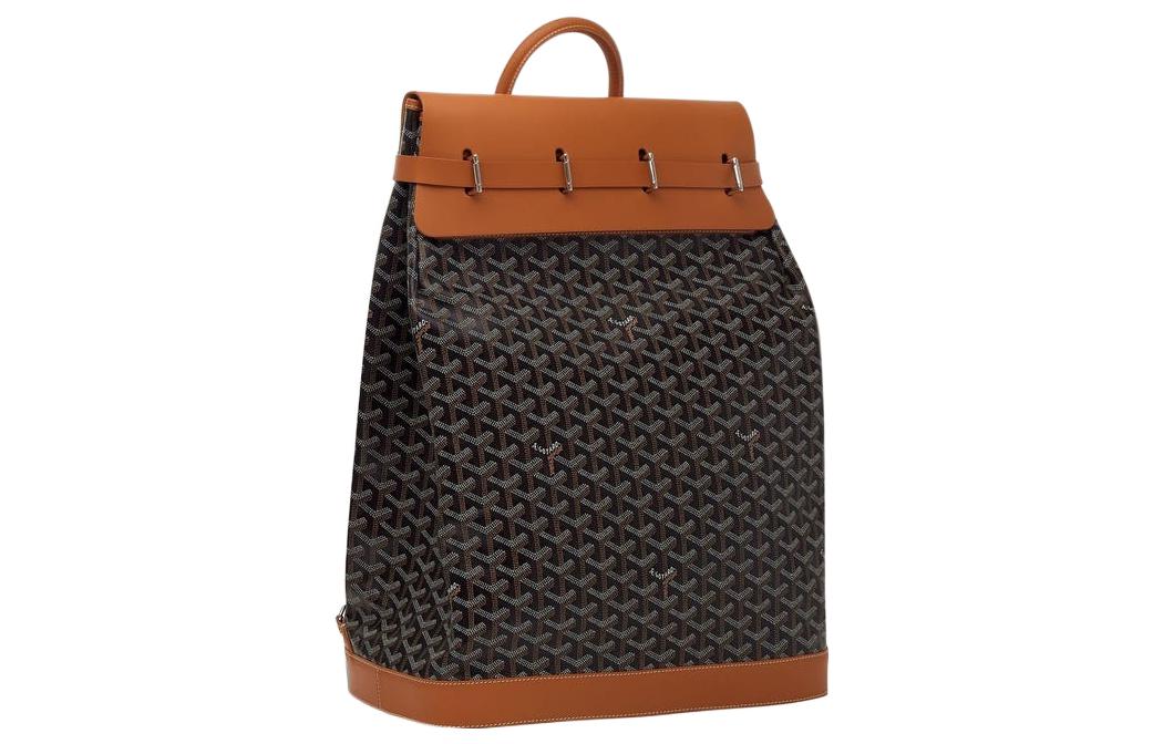 GOYARD Steamer Canvas With Leather Backpack Small Size Unisex Black/Tan