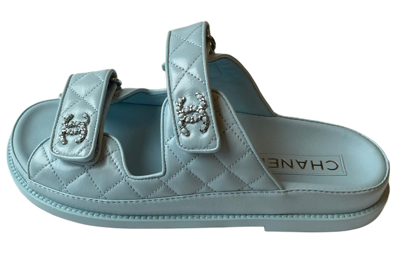CHANEL Slide Slippers Women's Blue
