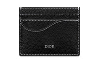 DIOR Grained Calfskin Saddle Card Holder Women's Black