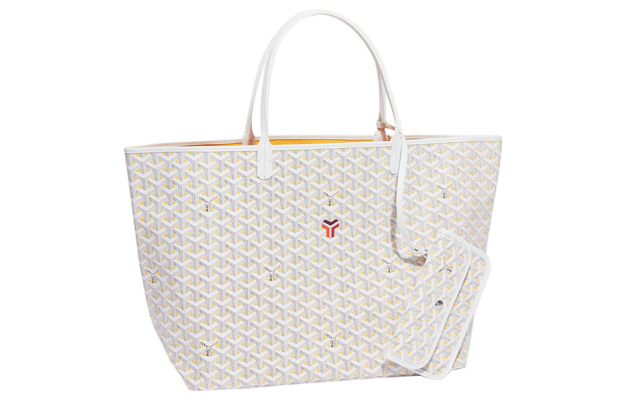 GOYARD Saint Louis Claire-Voie Canvas Cowhide One Shoulder Handbags Unisex White/Yellow