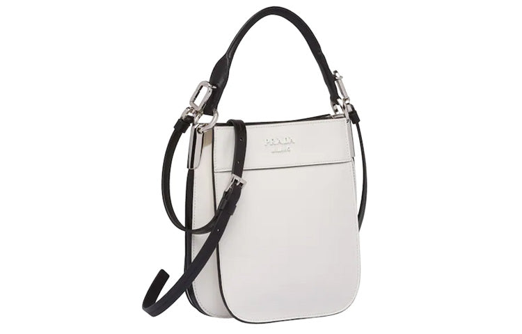 PRADA Calfskin Handbag Women's Black/White