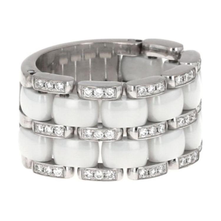 CHANEL 18kt White Gold Ceramic And Diamonds Ring
