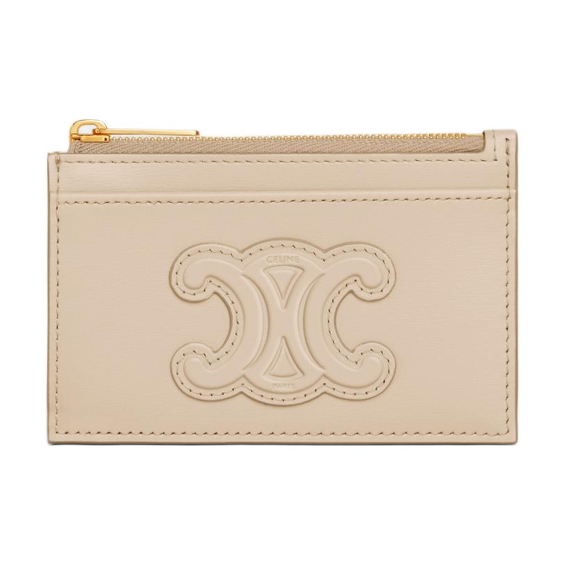 CELINE Calfskin Card Holder Women's Natural