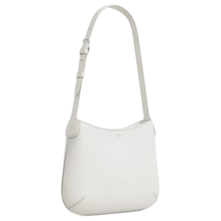 CELINE Bright Calfskin Handbag, Shoulder Bag Women's White