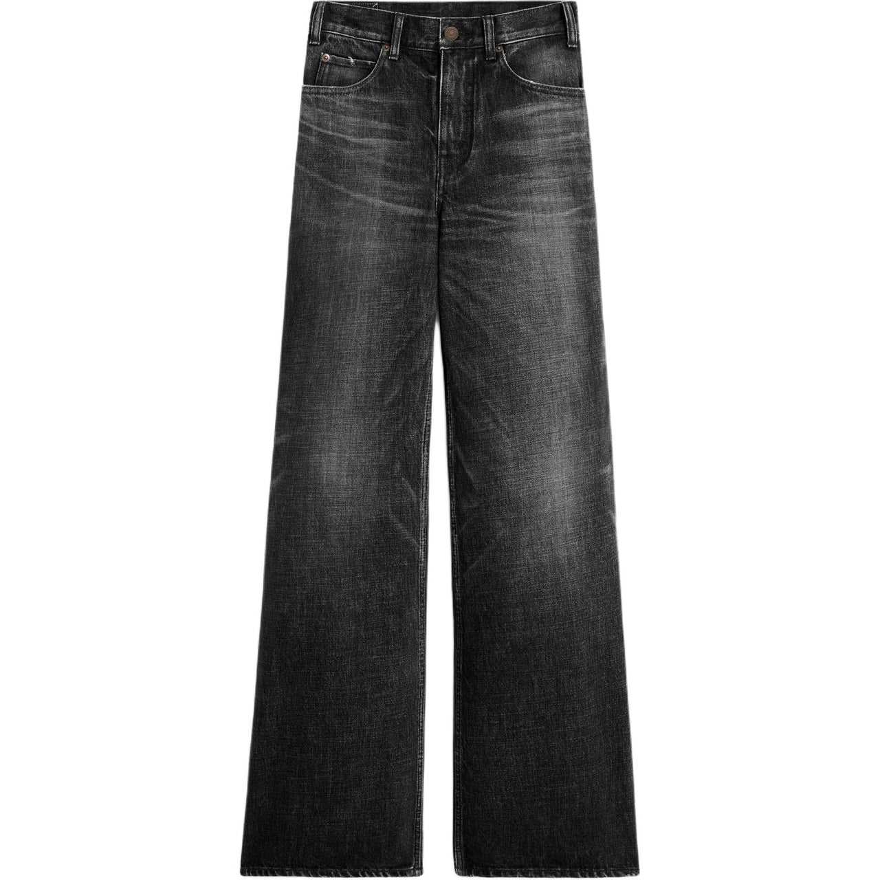 CELINE Flared Surf Jeans In Black Ice Rinse Denim