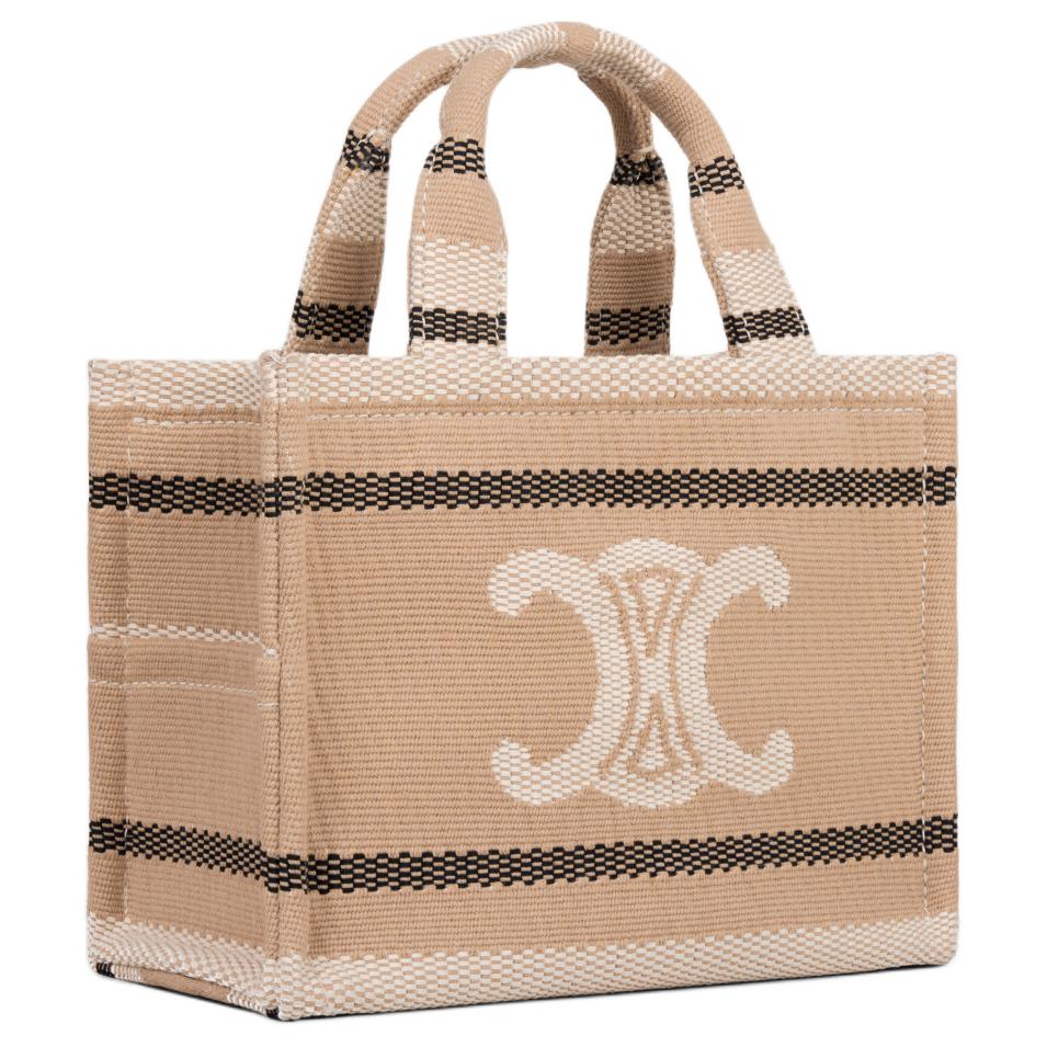 CELINE Cabas Thais Fabric Shoulder Bag, Crossbody Bag, Handbag Trumpets Women's Beige & Black