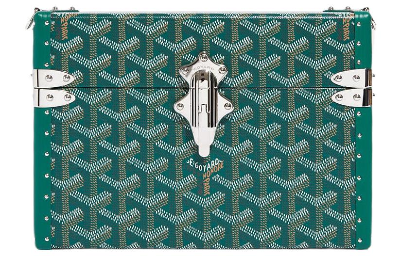 GOYARD Cassette Canvas With Leather Trim TRUNK Hard Case With Crossbody Bag Unisex Green