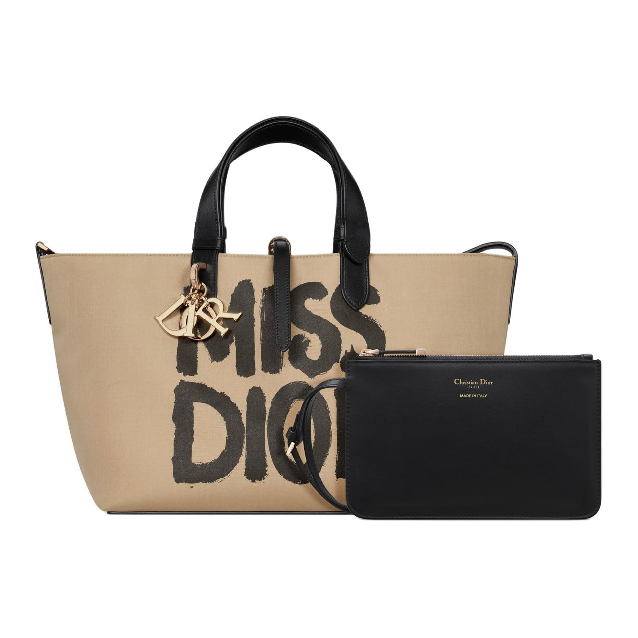 DIOR Cow Leather Handbag Medium Size Women's Khaki