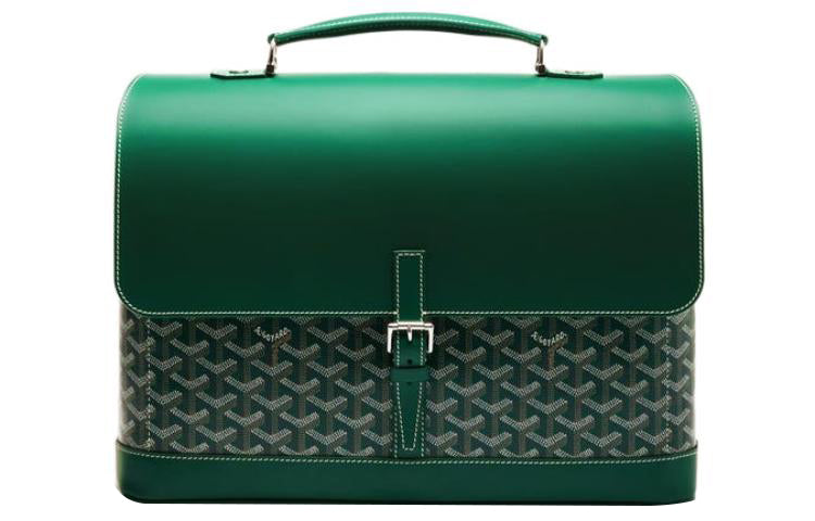 GOYARD Citadin Canvas With Leather Dog's Teeth Messenger Bag Handbag Briefcase Small Size Unisex Green